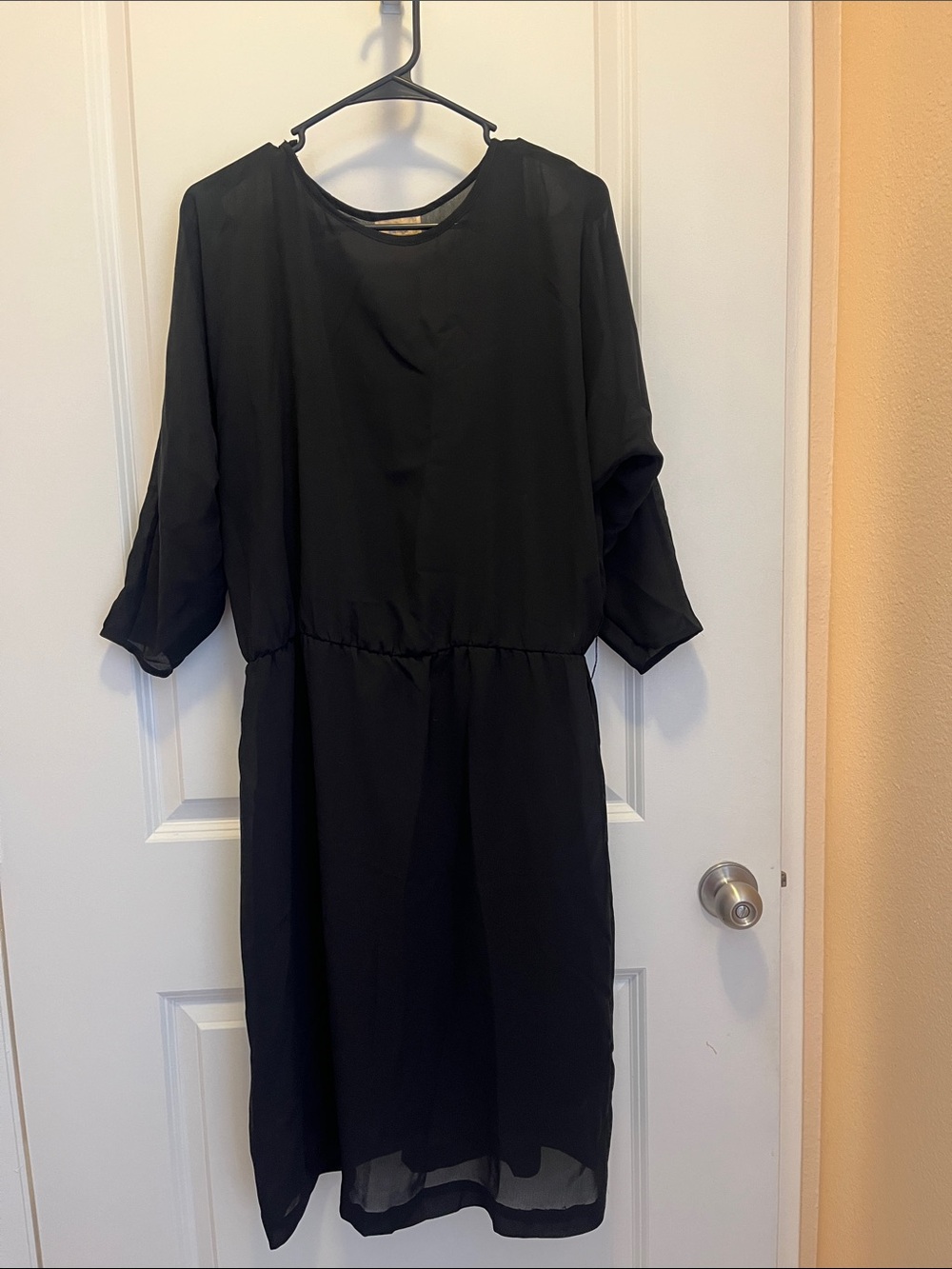 Vanity Black Midi Dress with 3/4 Sleeves